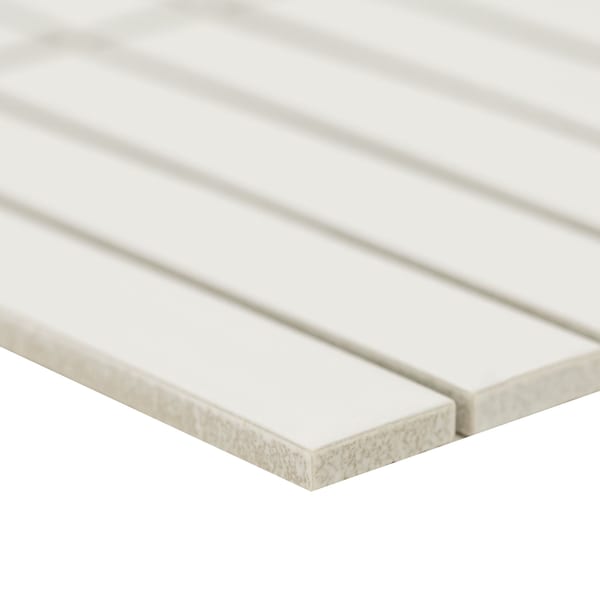 Msi White Matte Stacked 11.69 in x 11.54 in Matte Porcelain Mesh Mounted Mosaic Tile, 15PK - ZOR-MD-0596