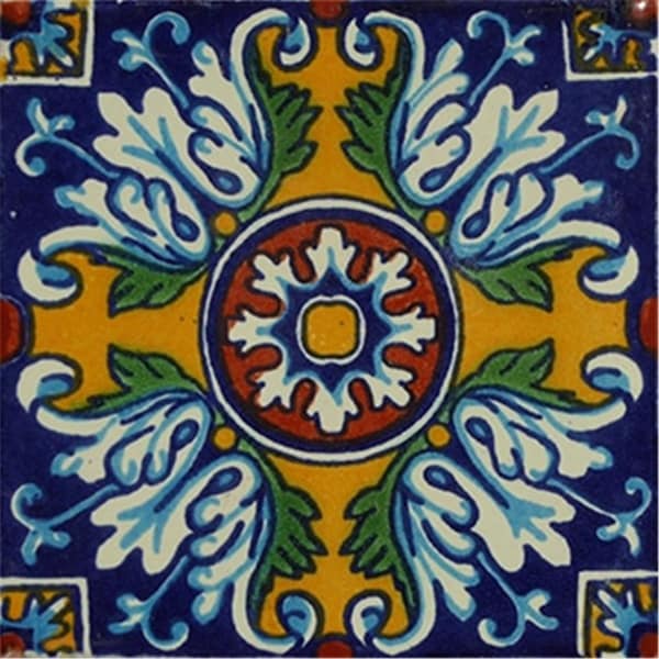 Talavera 4 x 4 in. Mexican Decorative Tiles, L118, 4PK - L118 4X4