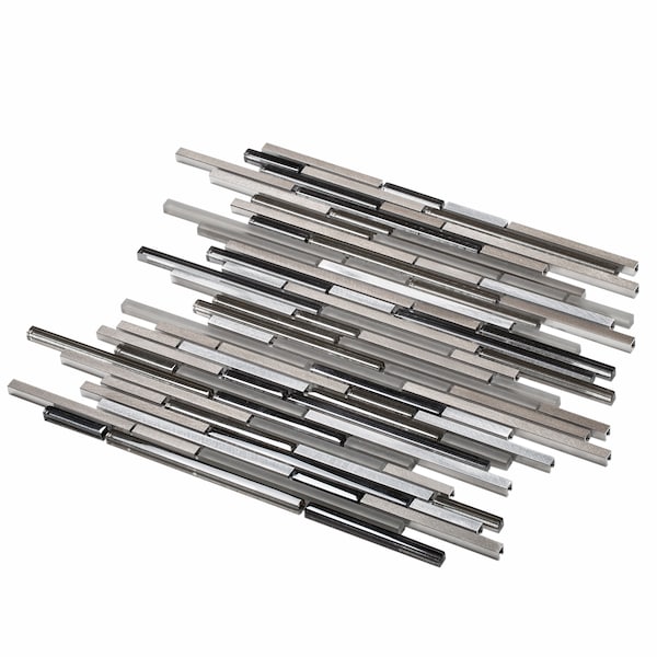 Apollo Tile Sample of Urban Rain 11.8"x11.8" Linear Glass And Metal Mosaic Tile - APLCAS99005EC09 SAMPLE