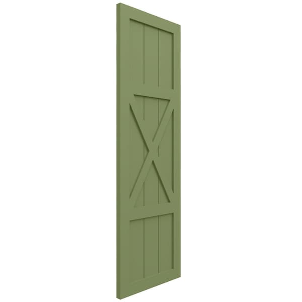 Ekena Millwork True Fit PVC Center X-Board Farmhouse Fixed Mount Shutters, Moss Green , 18W x 42H, PR - TFP107FH18X042MG