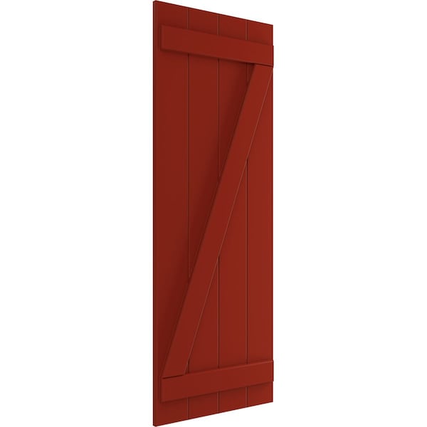 Ekena Millwork True Fit PVC Four Board Joined Board-n-Batten Shutters w/Z-Bar, Fire Red , 21 1/2W x 57H, PR - TFP102BBF21X057BR