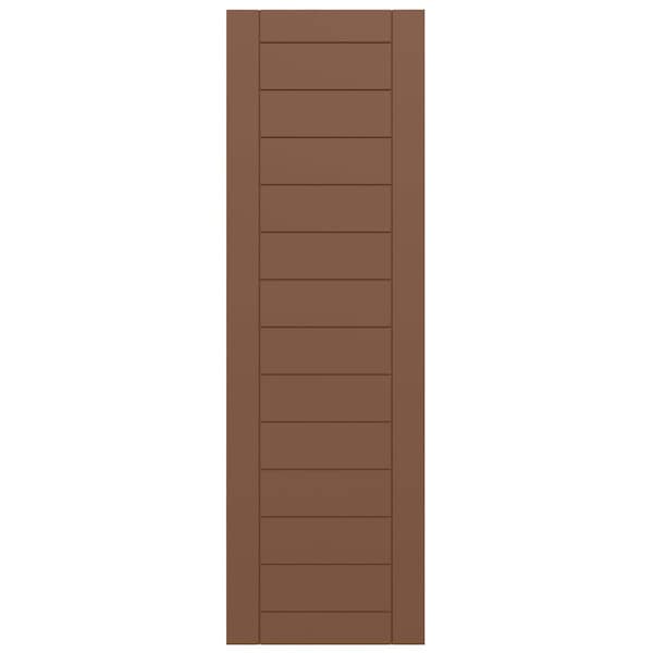 Ekena Millwork True Fit PVC Horizontal Slat Framed Modern Style Fixed Mount Shutters, Burnt Toffee, 12W x 33H, PR - TFP001HF12X033BT