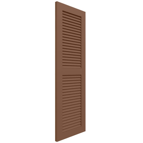 Ekena Millwork True Fit PVC, Two Equal Louver Shutters, Burnt Toffee, 15W x 43H, PR - TFP101LVF15X043BT