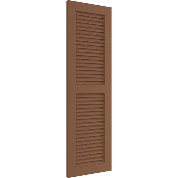 Ekena Millwork True Fit PVC, Two Equal Louver Shutters, Burnt Toffee, 15W x 43H, PR - TFP101LVF15X043BT