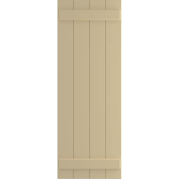 Ekena Millwork True Fit PVC, Four Board Joined Board-n-Batten Shutters, Natural Twine, 21 1/2W x 35H, PR - TFP101BBF21X035NT