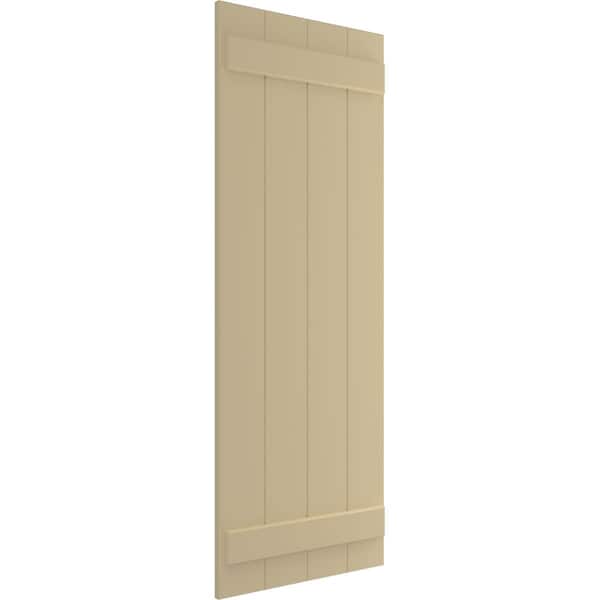Ekena Millwork True Fit PVC, Four Board Joined Board-n-Batten Shutters, Natural Twine, 21 1/2W x 35H, PR - TFP101BBF21X035NT
