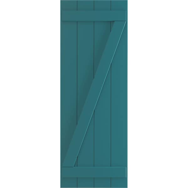 Ekena Millwork True Fit PVC, Four Board Joined Board-n-Batten Shutters w/Z-Bar, Antigua , 21 1/2W x 53H, PR - TFP102BBF21X053AN