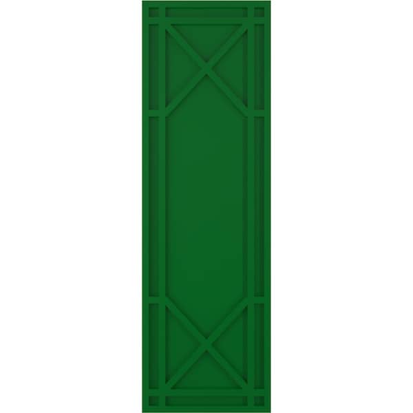 Ekena Millwork True Fit PVC Bungalow Fixed Mount Shutters, Viridian Green, 15W x 43H, PR - TFP001BG15X043HG