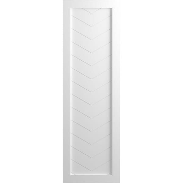 Ekena Millwork True Fit PVC Single Panel Chevron Modern Style Fixed Mount Shutters, Unfinished, 15W x 63H, PR - TFP001CV15X063UN
