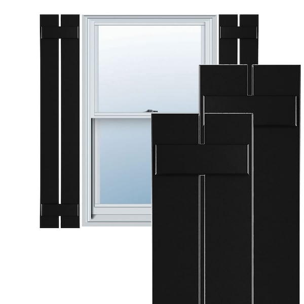 Ekena Millwork True Fit PVC Two Board Spaced Board-n-Batten Shutters, Black, 11 1/4W x 66H, PR - TFP101SBF11X066BL