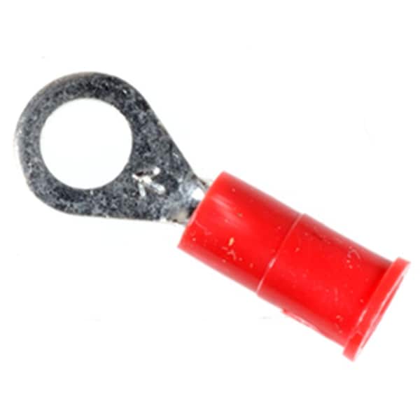 Terminal de anillo aislado de vinilo - calibre 22-18, tamaño de stud #8-#10, paquete de 100 - 5023
