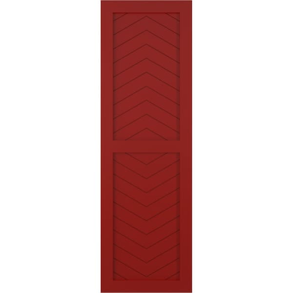 Ekena Millwork True Fit PVC Two Panel Chevron Modern Style Fixed Mount Shutters, Fire Red, 12W x 37H, PR - TFP101CV12X037BR