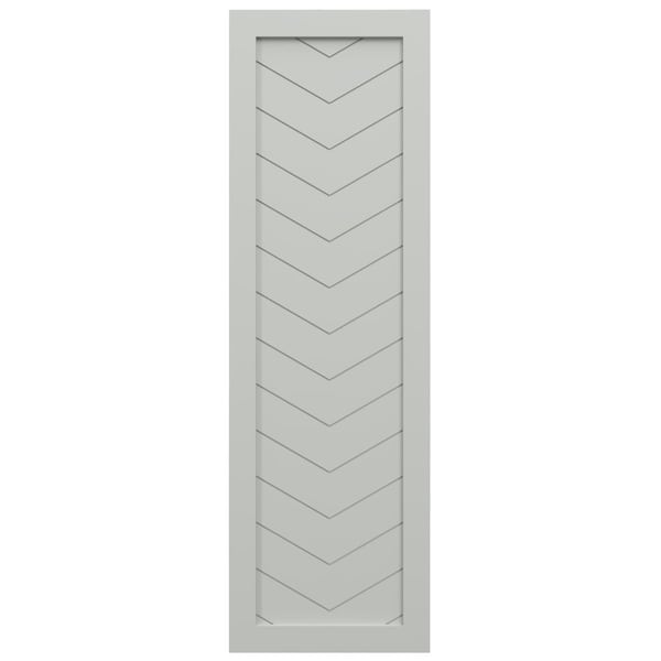 Ekena Millwork True Fit PVC Single Panel Chevron Modern Style Fixed Mount Shutters, Hailstorm Gray, 18W x 70H, PR - TFP001CV18X070ST