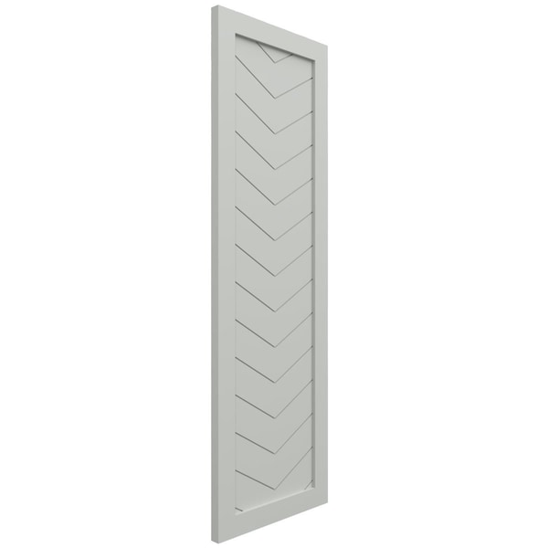 Ekena Millwork True Fit PVC Single Panel Chevron Modern Style Fixed Mount Shutters, Hailstorm Gray, 18W x 70H, PR - TFP001CV18X070ST