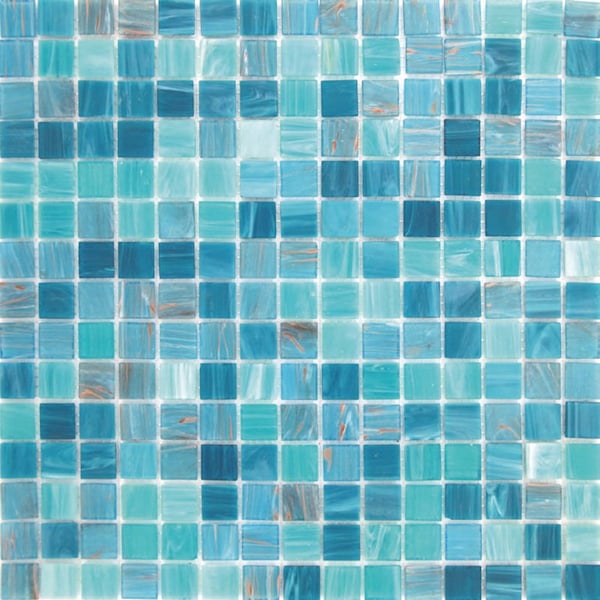 Apollo Tile Mingles 12 in. x 12 in. Glossy Turquoise Green Glass Mosaic Wall and Floor Tile 20 sqft/case, 20PK - MIX2088GN454A