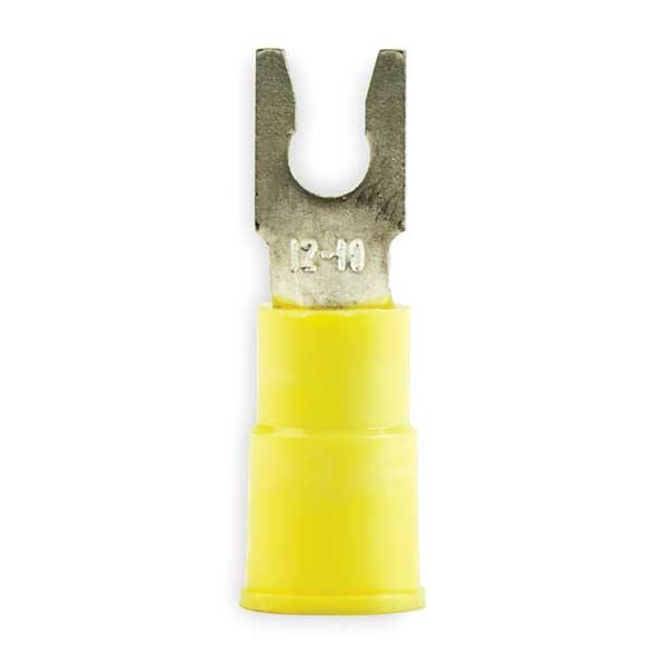 Terminal de horquilla de bloqueo de vinilo de 12-10 AWG para tornillo #6, paquete de 50 - MV10-6FLX de 3M.