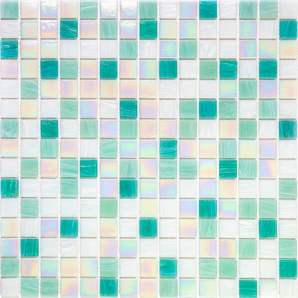 Apollo Tile Mingles 12 in. x 12 in. Glossy White and Green Glass Mosaic Wall and Floor Tile 20 sqft/case, 20PK - APLSALVIAMIX1