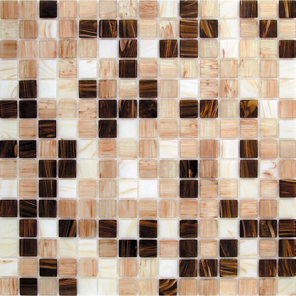 Apollo Tile Mingles 12inx12in Glossy Shimmer Beige and Brown Glass Mosaic Wall and Floor Tile 20 sqft/cs, 20PK - MIX2088BG346A