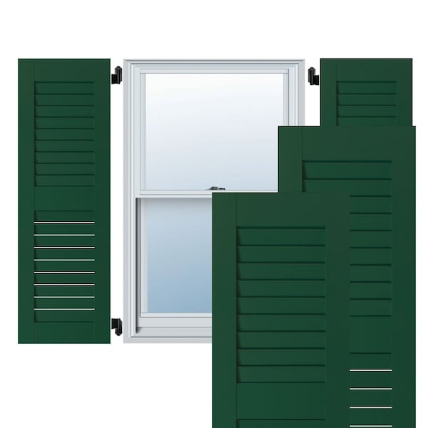 Ekena Millwork 15"W x 63"H Exterior Real Wood Pine Open Louvered Shutters, Chrome Green PR - RWL15X063CGP