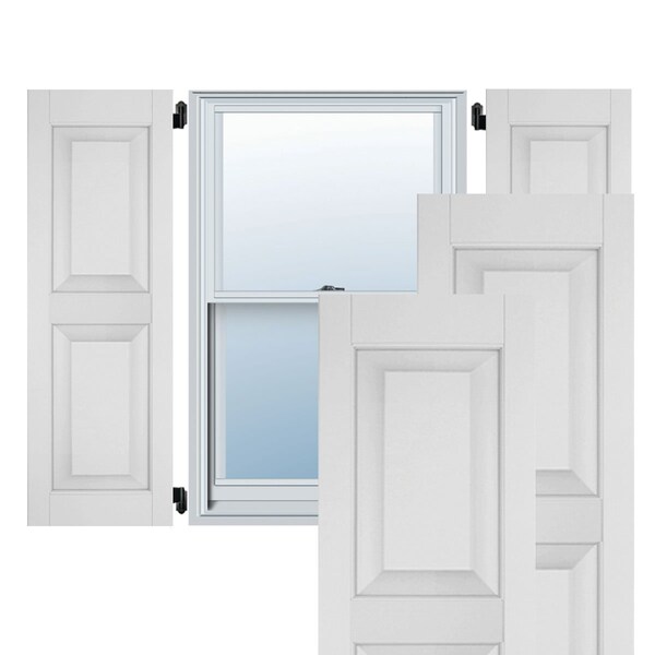 Ekena Millwork 15"W x 79"H Exterior Real Wood Pine Raised Panel Shutters, Primed PR - RWR15X079PRP