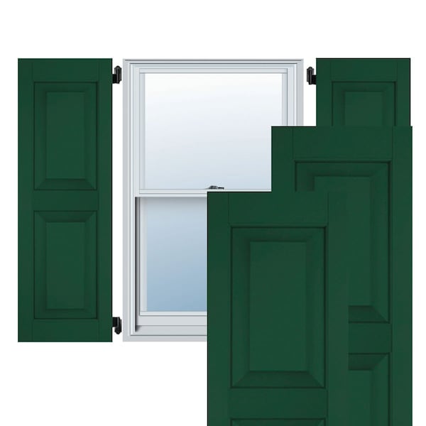 Ekena Millwork 12"W x 48"H Exterior Real Wood Sapele Mahogany Raised Panel Shutters, Chrome Green PR - RWR12X048CGM