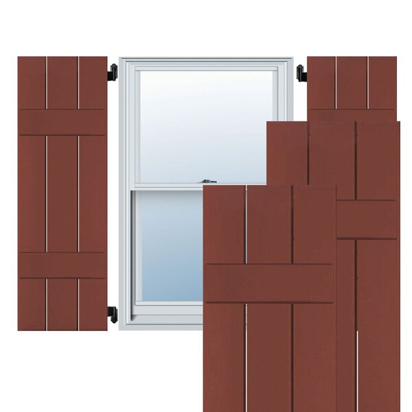 Ekena Millwork Exterior 3 Board (2 Batten) Wood Pine Board-n-Batten Shutters, Country Redwood PR, RWB12X073RWP - RWB12X073RWP