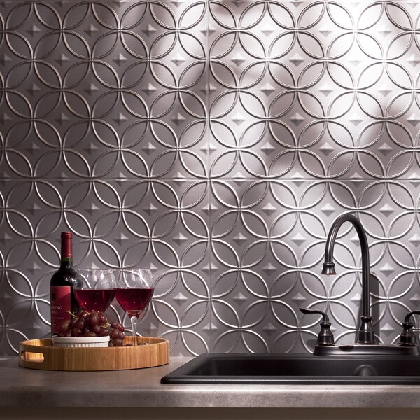 Fasade Fasade 18in x 24in Rings Argent Silver Backsplash Panel 5pk - PB6109