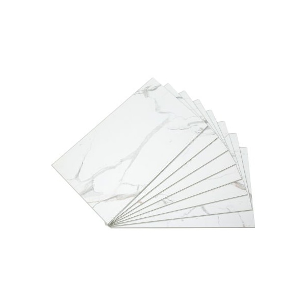 Acoustic Ceiling Products Palisade 25.6inL x 14.8inW Vinyl Wall Tile, Carrara Marble, 8 Pack - 53010