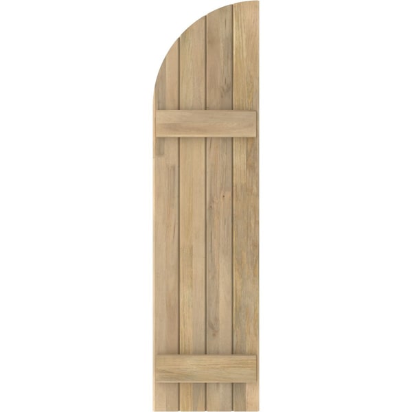 Ekena Millwork Americraft 4-Board (2 Batten) Wood Joined Board-n-Batten Shutters w/ Arch Top, ARW101BQ414X47UNH, PR - ARW101BQ414X47UNH
