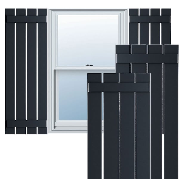 Ekena Millwork True Fit PVC Four Board Spaced Board-n-Batten Shutters, Starless Night Blue , 23W x 66H, PR - TFP101SBF23X066OB