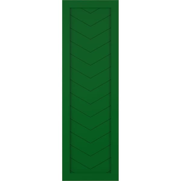Ekena Millwork True Fit PVC Single Panel Chevron Modern Style Fixed Mount Shutters, Viridian Green, 15W x 72H, PR - TFP001CV15X072HG