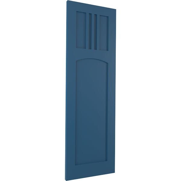Ekena Millwork True Fit PVC San Miguel Mission Style Fixed Mount Shutters, Sojourn Blue, 15W x 44H, PR - TFP001SM15X044HB