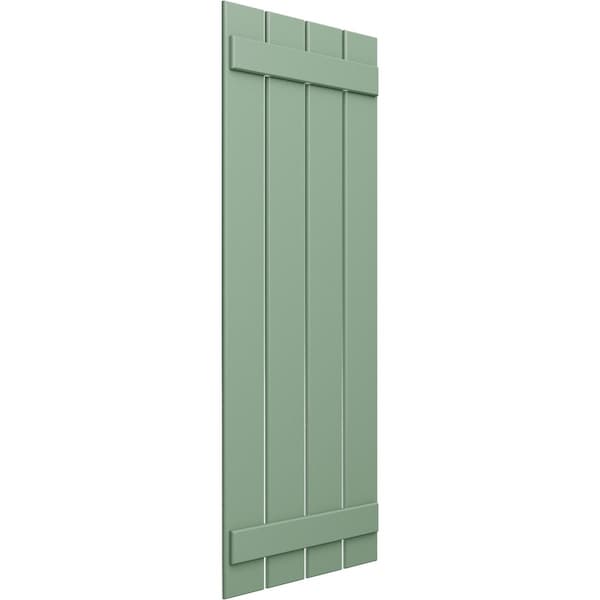 Ekena Millwork True Fit PVC, Four Board Spaced Board-n-Batten Shutters, Track Green , 23W x 30H, PR - TFP101SBF23X030TG