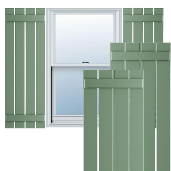 Ekena Millwork True Fit PVC, Four Board Spaced Board-n-Batten Shutters, Track Green , 23W x 30H, PR - TFP101SBF23X030TG