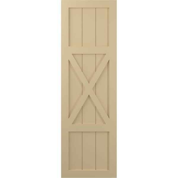 Ekena Millwork True Fit PVC Center X-Board Farmhouse Fixed Mount Shutters, Natural Twine , 18W x 28H, PR - TFP107FH18X028NT