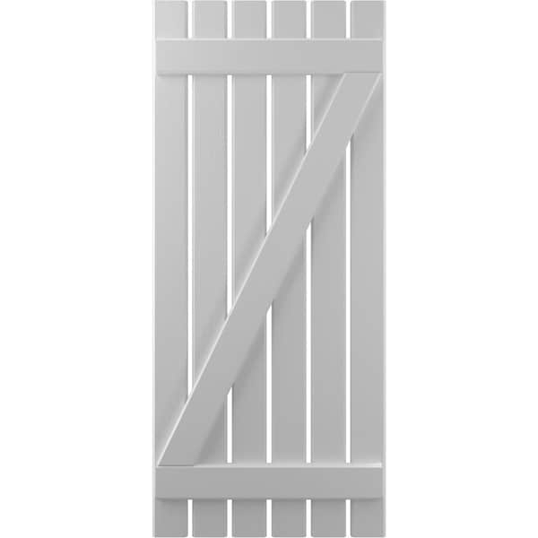 Ekena Millwork Americraft 6-Board (2 Batten) Wood Spaced Board-n-Batten Shutters w/ Z-Bar, ARW102SB623X33PRH - ARW102SB623X33PRH