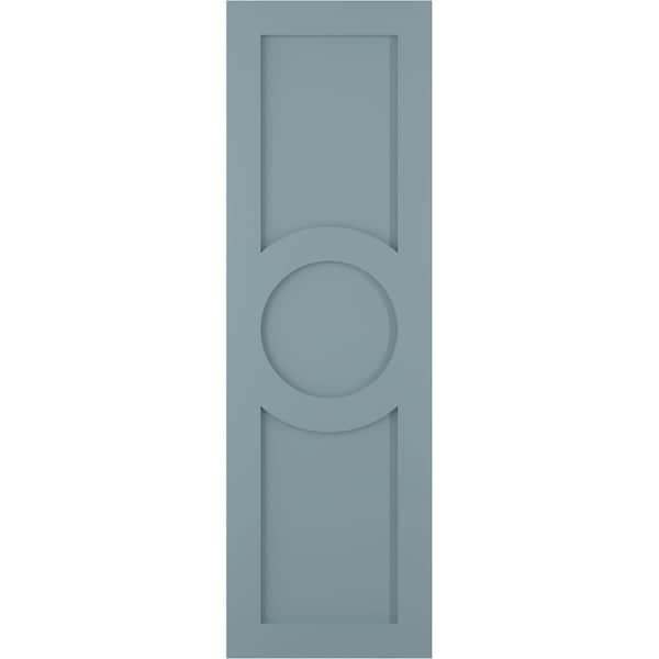 Ekena Millwork True Fit PVC Center Circle Arts & Crafts Fixed Mount Shutters, Peaceful Blue, 15W x 59H, PR - TFP001AC15X059SB