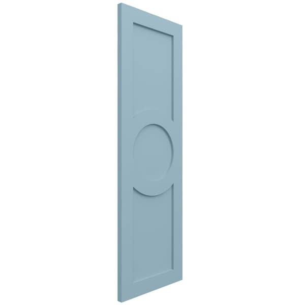 Ekena Millwork True Fit PVC Center Circle Arts & Crafts Fixed Mount Shutters, Peaceful Blue, 15W x 59H, PR - TFP001AC15X059SB