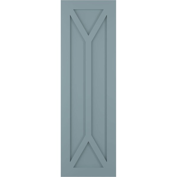 Ekena Millwork True Fit PVC San Carlos Mission Style Fixed Mount Shutters, Peaceful Blue, 12W x 48H, PR - TFP001SC12X048SB