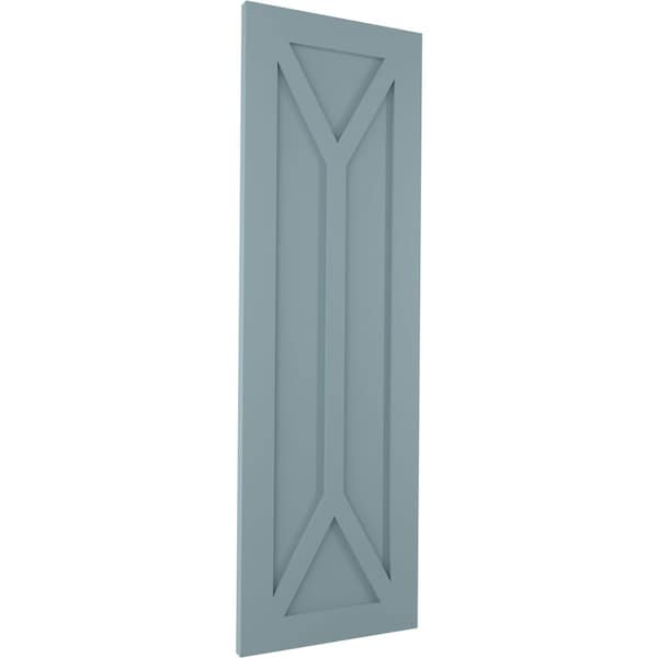 Ekena Millwork True Fit PVC San Carlos Mission Style Fixed Mount Shutters, Peaceful Blue, 12W x 48H, PR - TFP001SC12X048SB