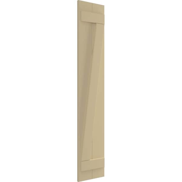 Ekena Millwork True Fit PVC, Two Board Joined Board-n-Batten Shutters w/Z-Bar, Natural Twine , 10 3/4W x 49H, PR - TFP102BBF11X049NT