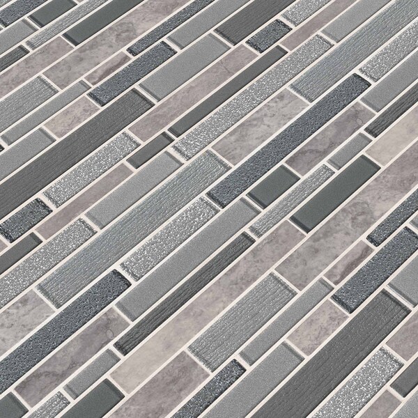 Msi Smoky Alps Interlocking SAMPLE Glass/Stone Mesh-Mounted Mosaic Tile - ZOR-MD-0154-SAM