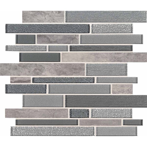 Msi Smoky Alps Interlocking SAMPLE Glass/Stone Mesh-Mounted Mosaic Tile - ZOR-MD-0154-SAM