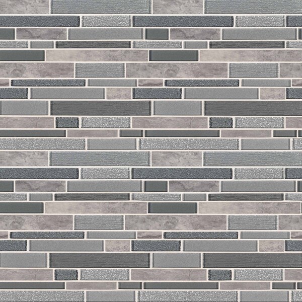 Msi Smoky Alps Interlocking SAMPLE Glass/Stone Mesh-Mounted Mosaic Tile - ZOR-MD-0154-SAM
