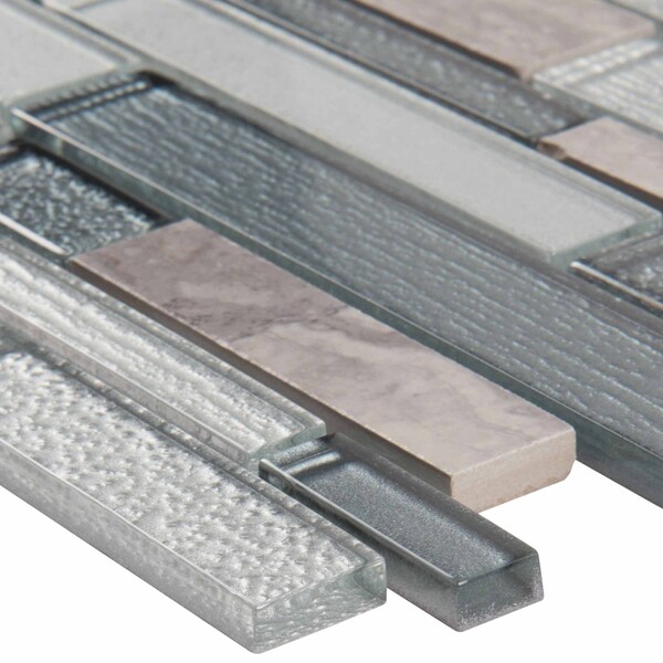 Msi Smoky Alps Interlocking SAMPLE Glass/Stone Mesh-Mounted Mosaic Tile - ZOR-MD-0154-SAM