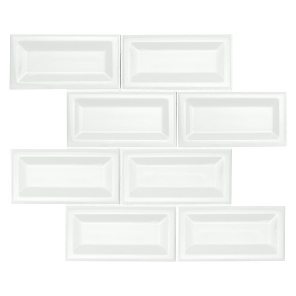 Msi White Glossy Inverted Beveled 3 In. X 6 In. Glossy Ceramic Wall Tile, 88PK - ZOR-PT-0484