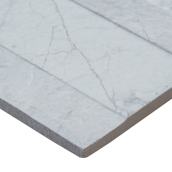 Msi Carrara White Ledger Panel 6 In. X 24 In. Glazed Porcelain Wall Tile, 11PK - ZOR-PNL-0103