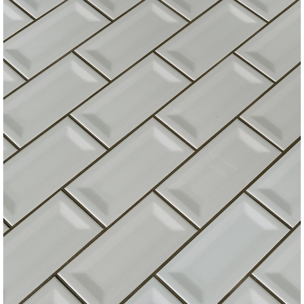 Msi Gray Glossy Inverted Beveled 3 In. X 6 In. Glazed Ceramic Wall Tile, 88PK - ZOR-PT-0499