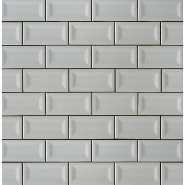 Msi Gray Glossy Inverted Beveled 3 In. X 6 In. Glazed Ceramic Wall Tile, 88PK - ZOR-PT-0499