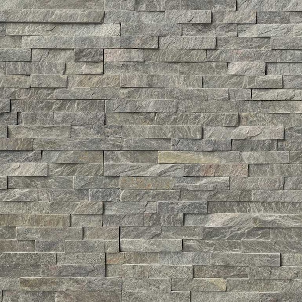 Msi Sage Green Splitface Ledger Corner  6 in.  X 18 in.  Natural Quartzite Wall Tile, 6PK - ZOR-PNL-0127